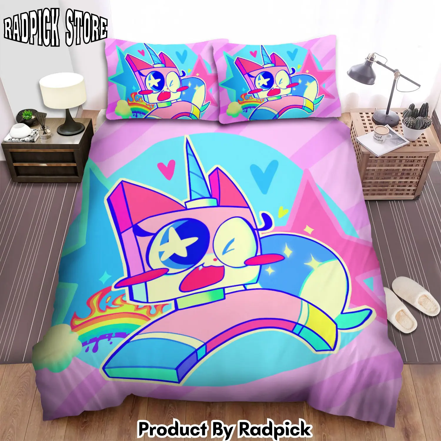 Radpick unikitty princess running duvet cover bedroom sets comfortable bedding sets rp327589